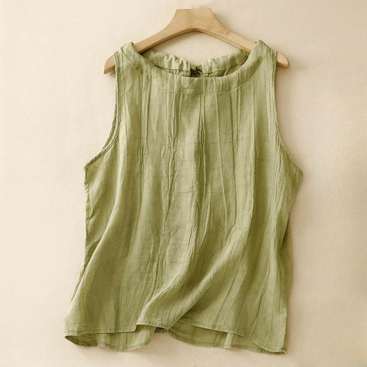 Kamizelka damska bez rękawów z koronką i marszczeniami w kolorze białym i Buddha Stones - Blada nawłoć - US8-10，UK/AU12-14，EU40-42 (2XL) - image 13