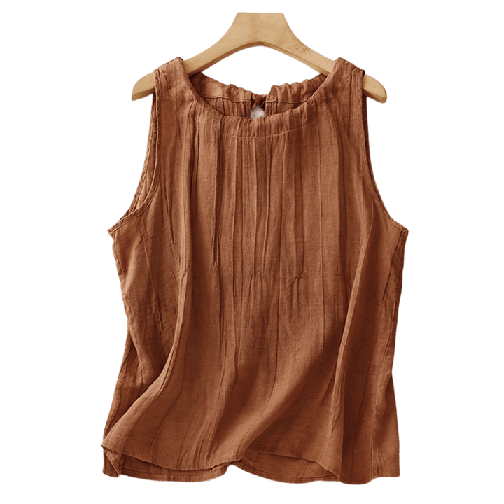 Kamizelka damska bez rękawów z koronką i marszczeniami w kolorze białym i Buddha Stones - image 23