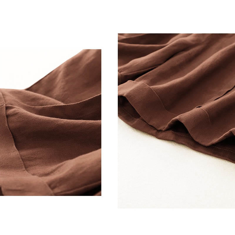 Szorty damskie z bawełny Buddha Stones Casual Solid Color z kieszeniami - image 19