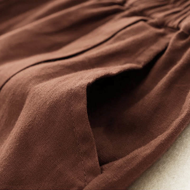 Szorty damskie z bawełny Buddha Stones Casual Solid Color z kieszeniami - image 17