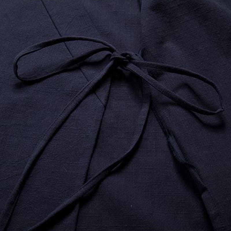 Buddha Stones, chińskie żaby, guziki, długi rękaw, otwarty przód, męska kurtka z bawełny i lnu, kimono - image 10