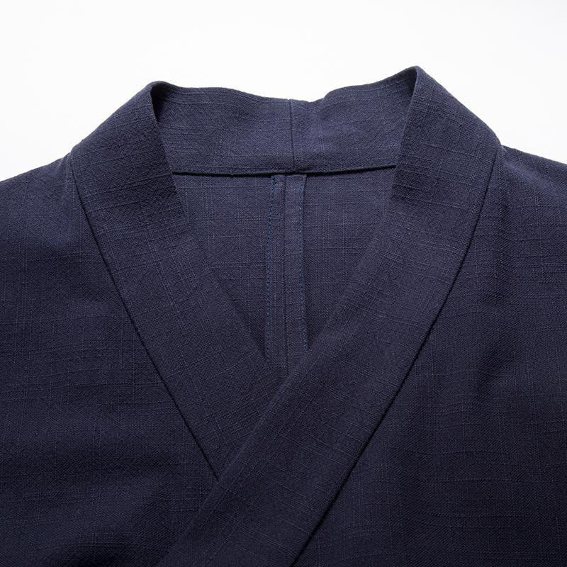 Buddha Stones, chińskie żaby, guziki, długi rękaw, otwarty przód, męska kurtka z bawełny i lnu, kimono - image 8