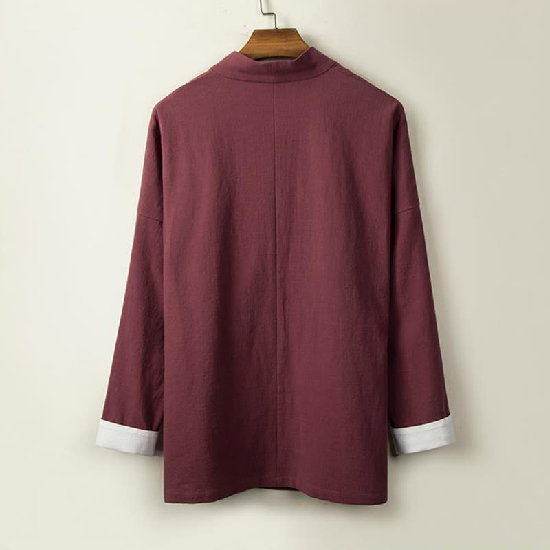 Buddha Stones, chińskie żaby, guziki, długi rękaw, otwarty przód, męska kurtka z bawełny i lnu, kimono - image 5