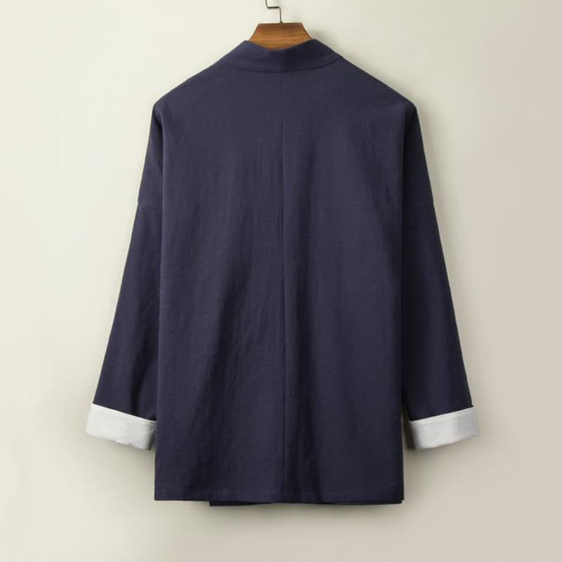 Buddha Stones, chińskie żaby, guziki, długi rękaw, otwarty przód, męska kurtka z bawełny i lnu, kimono - image 7