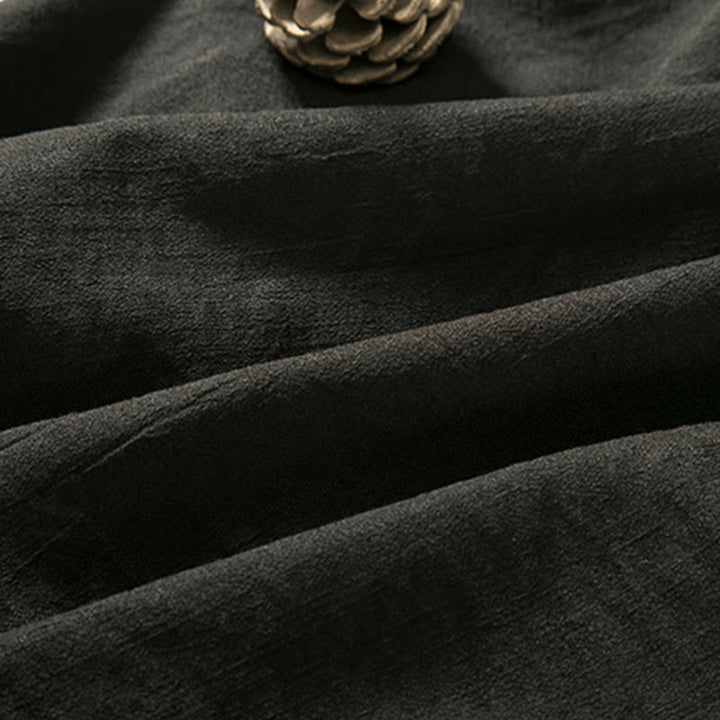 Męska kurtka z długim rękawem z bawełny i lnu, sznurowana, z odkrytym przodem, z Buddha Stones, kimono - image 5