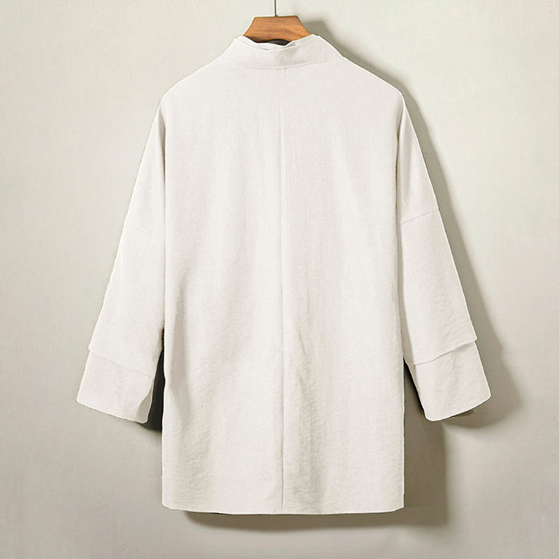 Męska kurtka kimono z długim rękawem i sznurowaniem z odkrytym przodem, z motywem kamieni Buddha Stones - image 7