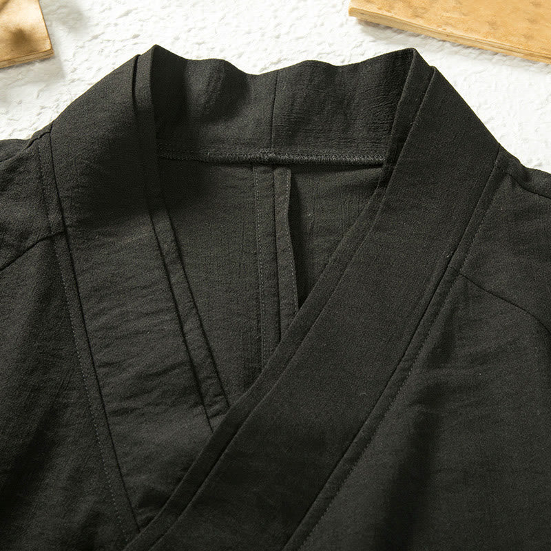 Męska kurtka kimono z długim rękawem i sznurowaniem z odkrytym przodem, z motywem kamieni Buddha Stones - image 2