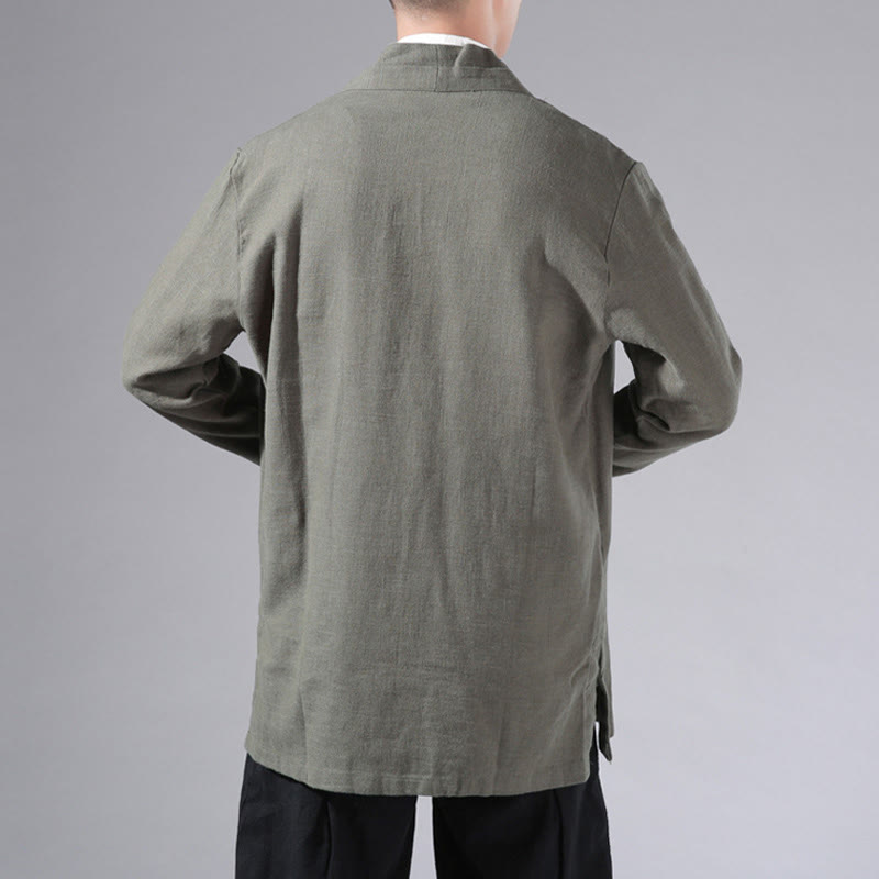 Buddha Stones, prosta, prosta, męska kurtka z długim rękawem, bawełniana, lniana, z otwartym przodem, kimono - image 4