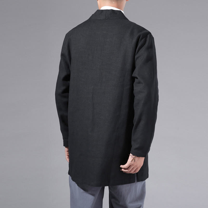 Buddha Stones, prosta, prosta, męska kurtka z długim rękawem, bawełniana, lniana, z otwartym przodem, kimono - image 19