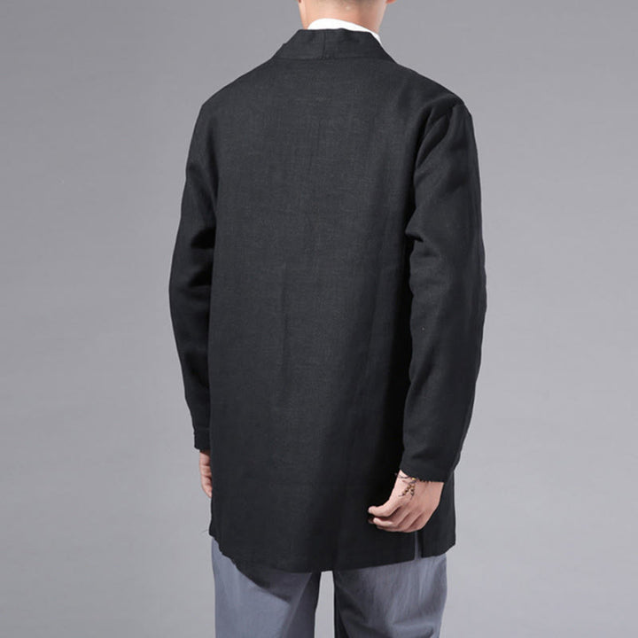 Buddha Stones, prosta, prosta, męska kurtka z długim rękawem, bawełniana, lniana, z otwartym przodem, kimono - image 19