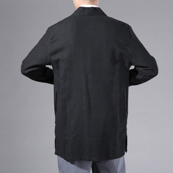 Buddha Stones, prosta, prosta, męska kurtka z długim rękawem, bawełniana, lniana, z otwartym przodem, kimono - image 14