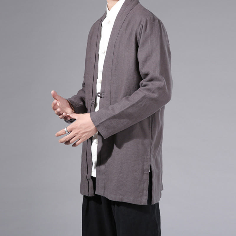 Buddha Stones, prosta, prosta, męska kurtka z długim rękawem, bawełniana, lniana, z otwartym przodem, kimono - image 34