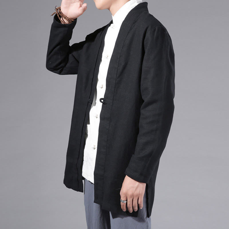 Buddha Stones, prosta, prosta, męska kurtka z długim rękawem, bawełniana, lniana, z otwartym przodem, kimono - image 12