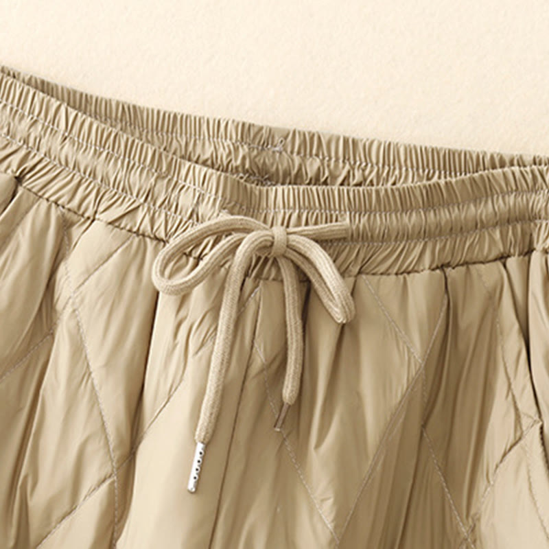 Spodnie damskie z szerokimi nogawkami i bawełny z szerokimi nogawkami i kieszeniami, z wysokim stanem i ściągaczem w kolorze Buddha Stones - image 1