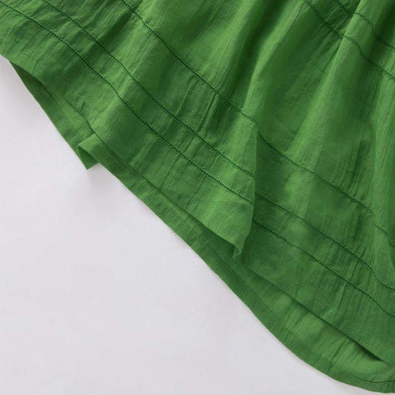 Letnia sukienka midi z bawełny z dekoltem w serek i krótkim rękawem "Buddha Stones" - image 6