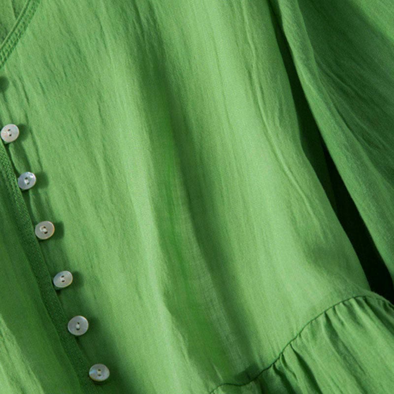 Letnia sukienka midi z bawełny z dekoltem w serek i krótkim rękawem "Buddha Stones" - image 7