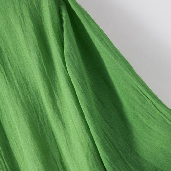 Letnia sukienka midi z bawełny z dekoltem w serek i krótkim rękawem "Buddha Stones" - image 14