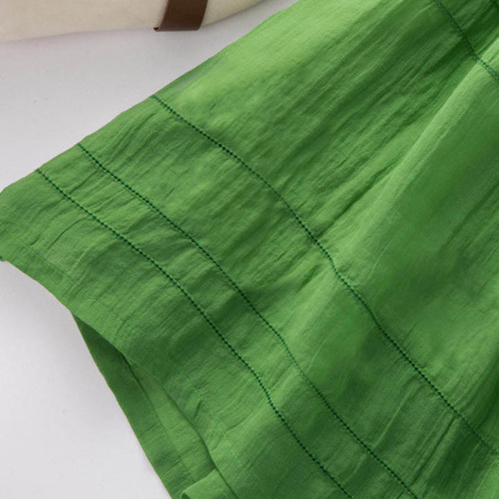 Letnia sukienka midi z bawełny z dekoltem w serek i krótkim rękawem "Buddha Stones" - image 9