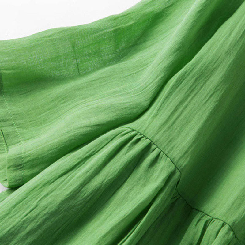 Letnia sukienka midi z bawełny z dekoltem w serek i krótkim rękawem "Buddha Stones" - image 15