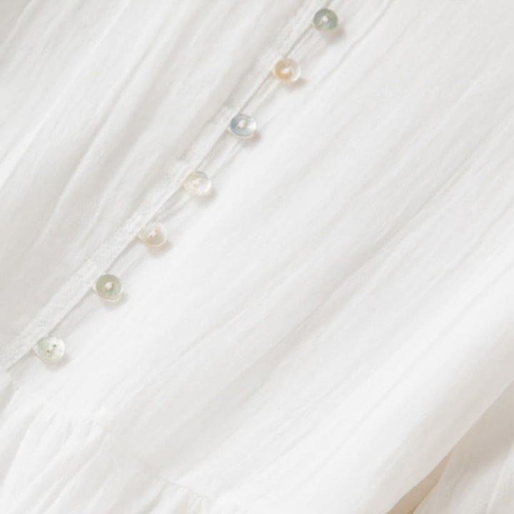 Letnia sukienka midi z bawełny z dekoltem w serek i krótkim rękawem "Buddha Stones" - image 22