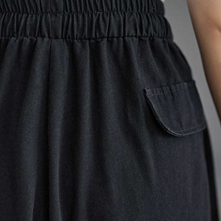 Spodnie damskie z szerokimi nogawkami i kieszeniami w stylu retro z Buddha Stones i rozcięciem na nogawce - image 16