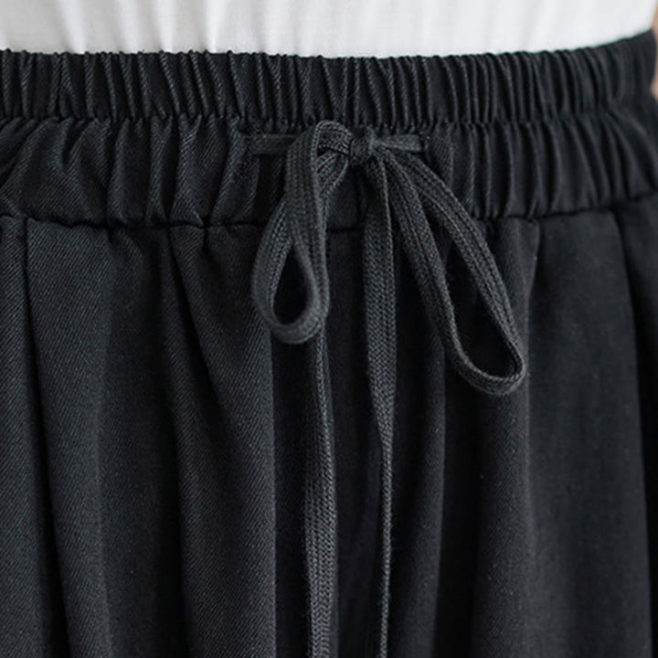 Spodnie damskie z szerokimi nogawkami i kieszeniami w stylu retro z Buddha Stones i rozcięciem na nogawce - image 13