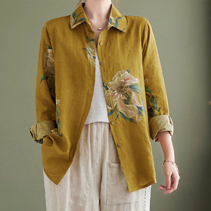 Buddha Stones, literacka, artystyczna, kwiatowa odzież bawełniana - Ciemna Nawłoć - US8-10，UK/AU12-14，EU40-42 (2XL) - image 1