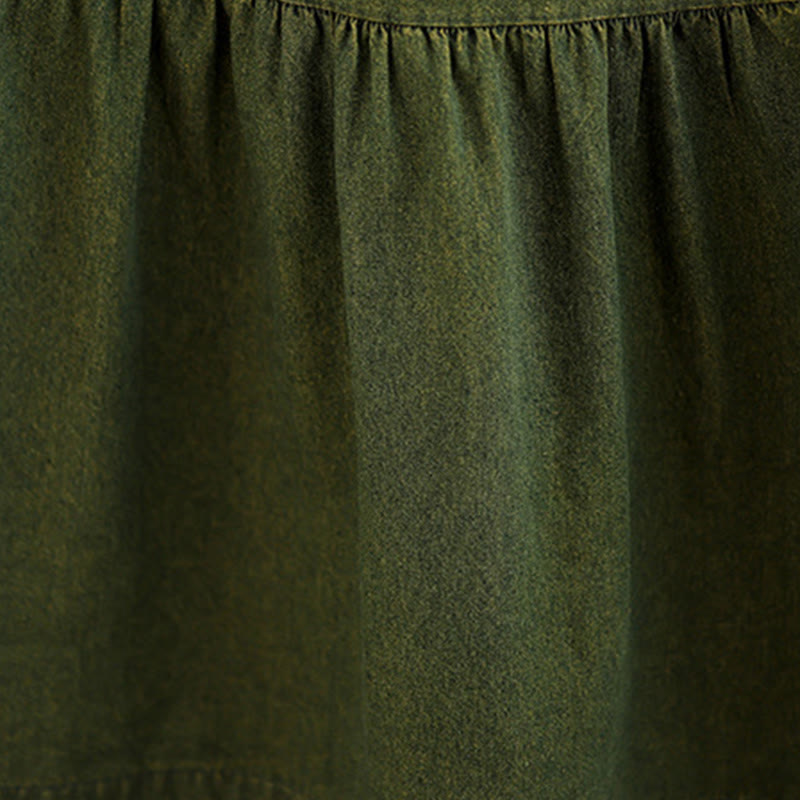 Sukienka maxi damska z długimi rękawami i kieszeniami, w kolorze ciemnooliwkowym z motywem Buddha Stones - image 11