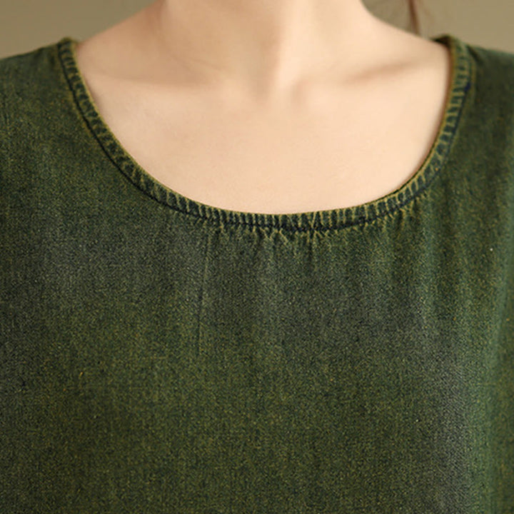 Sukienka maxi damska z długimi rękawami i kieszeniami, w kolorze ciemnooliwkowym z motywem Buddha Stones - image 7