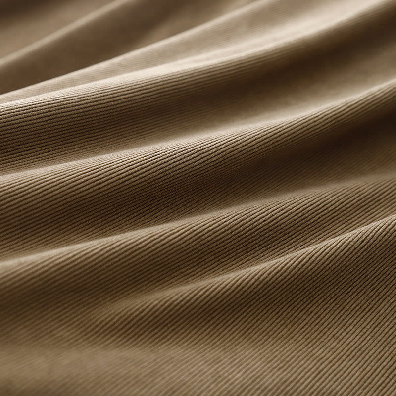 Sukienka midi z bufiastymi rękawami i sztruksowymi bufiastymi rękawami w kolorze jasnobrązowym z motywem Buddha Stones - image 12