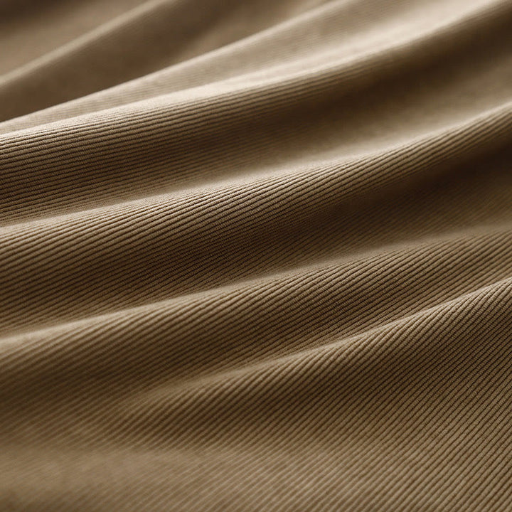 Sukienka midi z bufiastymi rękawami i sztruksowymi bufiastymi rękawami w kolorze jasnobrązowym z motywem Buddha Stones - image 12