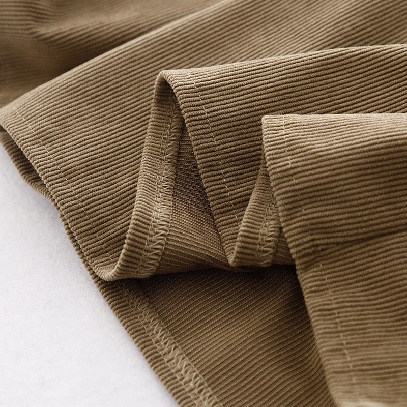 Sukienka midi z bufiastymi rękawami i sztruksowymi bufiastymi rękawami w kolorze jasnobrązowym z motywem Buddha Stones - image 14