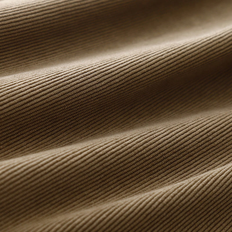 Sukienka midi z bufiastymi rękawami i sztruksowymi bufiastymi rękawami w kolorze jasnobrązowym z motywem Buddha Stones - image 11