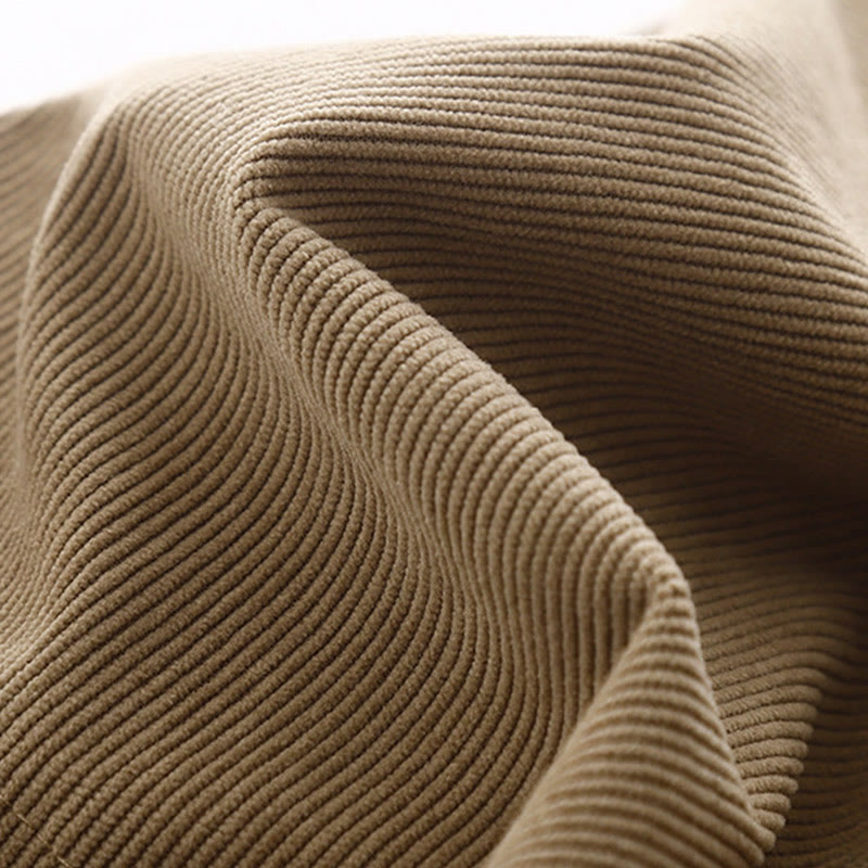 Sukienka midi z bufiastymi rękawami i sztruksowymi bufiastymi rękawami w kolorze jasnobrązowym z motywem Buddha Stones - image 6