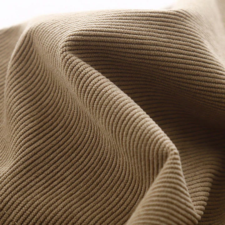 Sukienka midi z bufiastymi rękawami i sztruksowymi bufiastymi rękawami w kolorze jasnobrązowym z motywem Buddha Stones - image 6