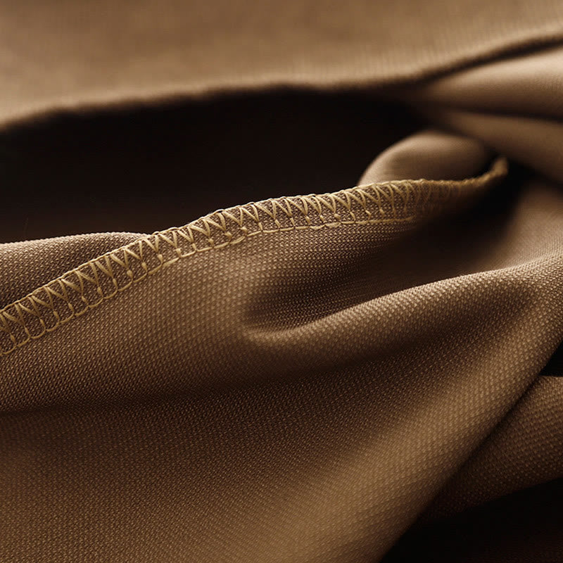 Sukienka midi z długim rękawem i kieszeniami, z kołnierzykiem Piotrusia Pana i motywem Buddha Stones , z guzikami i sztruksu - image 10