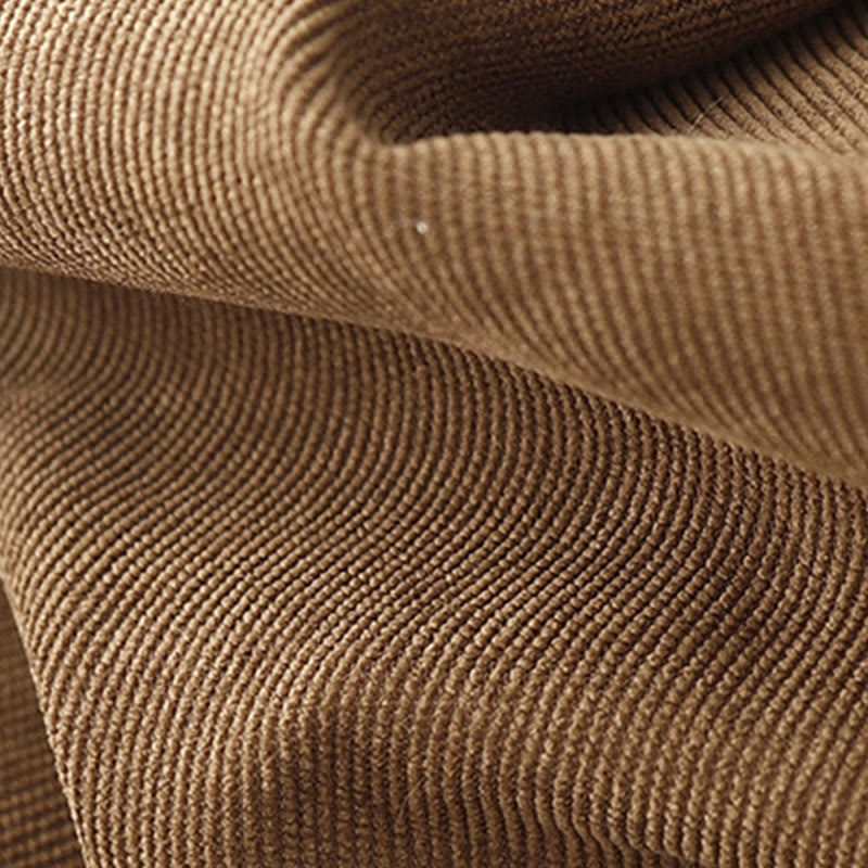 Sukienka midi z długim rękawem i kieszeniami, z kołnierzykiem Piotrusia Pana i motywem Buddha Stones , z guzikami i sztruksu - image 7