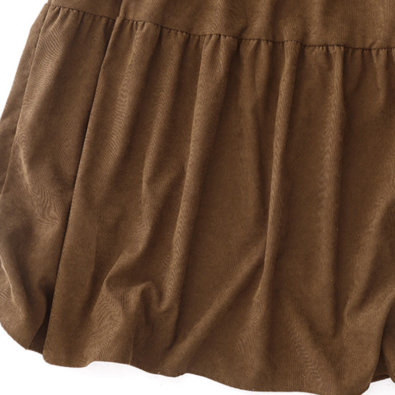 Sukienka midi z długim rękawem i kieszeniami, z kołnierzykiem Piotrusia Pana i motywem Buddha Stones , z guzikami i sztruksu - image 11