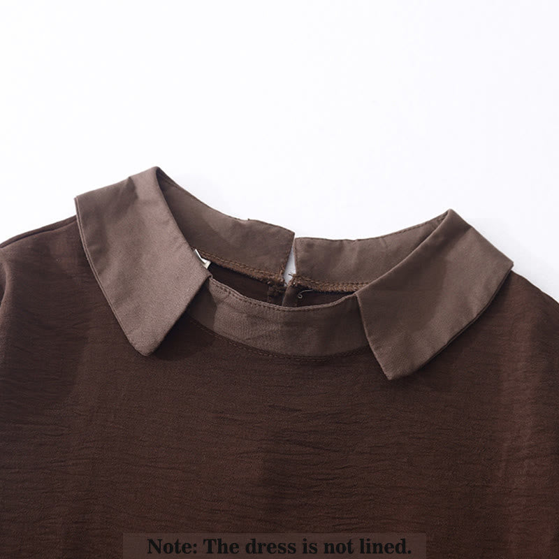 Sukienka midi Buddha Stones z długimi rękawami i prostymi klapami, z kieszeniami i wiosennymi wzorami - image 1