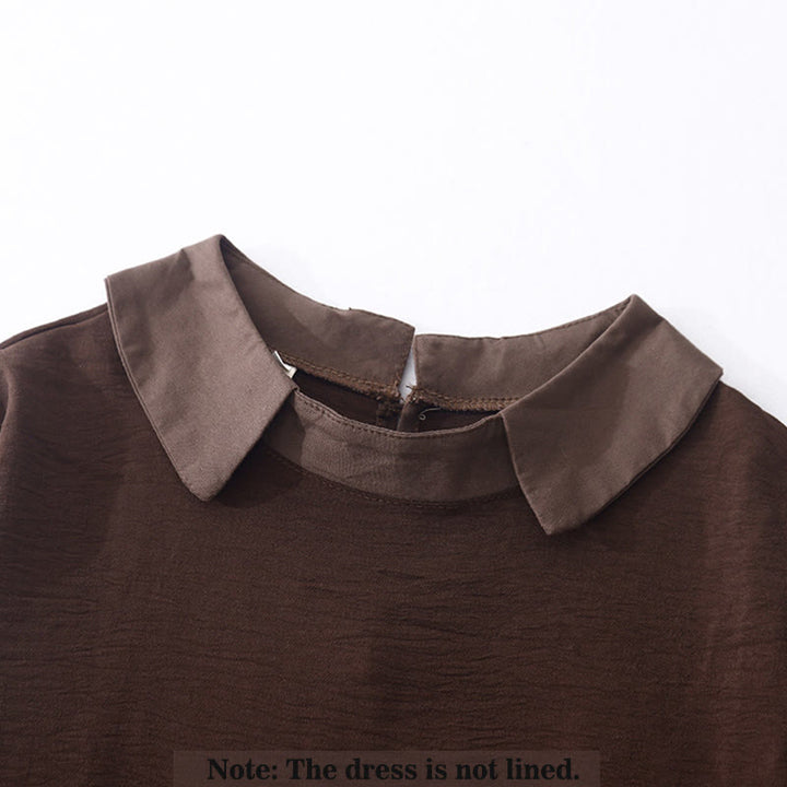 Sukienka midi Buddha Stones z długimi rękawami i prostymi klapami, z kieszeniami i wiosennymi wzorami - image 1