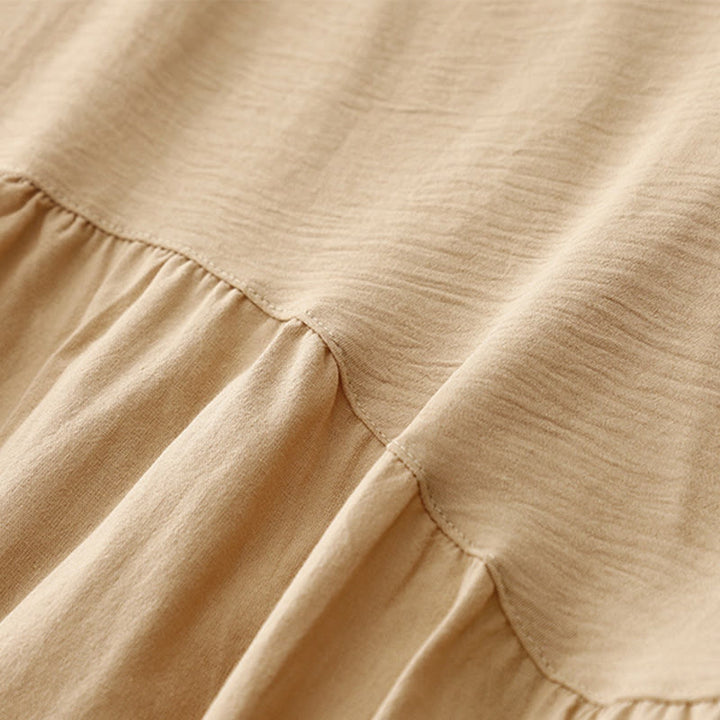 Sukienka midi Buddha Stones z długimi rękawami i prostymi klapami, z kieszeniami i wiosennymi wzorami - image 12