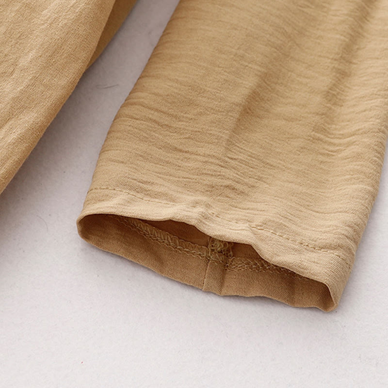 Sukienka midi Buddha Stones z długimi rękawami i prostymi klapami, z kieszeniami i wiosennymi wzorami - image 16