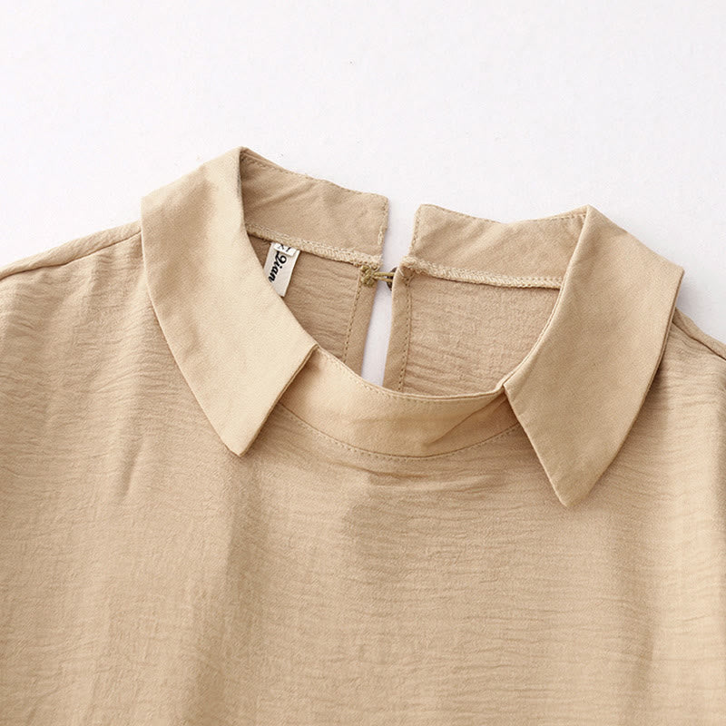 Sukienka midi Buddha Stones z długimi rękawami i prostymi klapami, z kieszeniami i wiosennymi wzorami - image 9