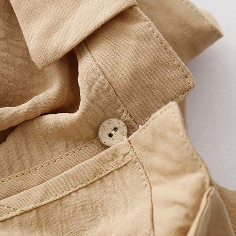 Sukienka midi Buddha Stones z długimi rękawami i prostymi klapami, z kieszeniami i wiosennymi wzorami - image 11