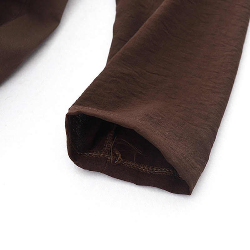 Sukienka midi Buddha Stones z długimi rękawami i prostymi klapami, z kieszeniami i wiosennymi wzorami - image 4