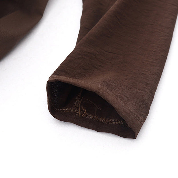 Sukienka midi Buddha Stones z długimi rękawami i prostymi klapami, z kieszeniami i wiosennymi wzorami - image 4