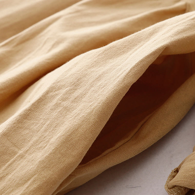 Sukienka midi Buddha Stones z długimi rękawami i prostymi klapami, z kieszeniami i wiosennymi wzorami - image 15