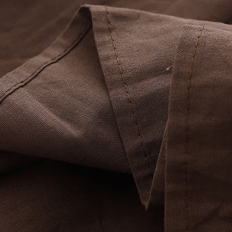 Sukienka midi Buddha Stones z długimi rękawami i prostymi klapami, z kieszeniami i wiosennymi wzorami - image 5