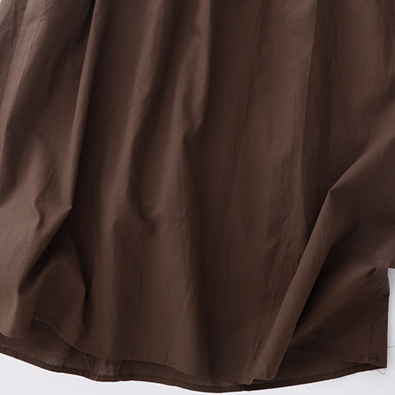 Sukienka midi Buddha Stones z długimi rękawami i prostymi klapami, z kieszeniami i wiosennymi wzorami - image 6