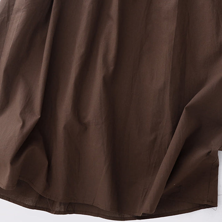 Sukienka midi Buddha Stones z długimi rękawami i prostymi klapami, z kieszeniami i wiosennymi wzorami - image 6